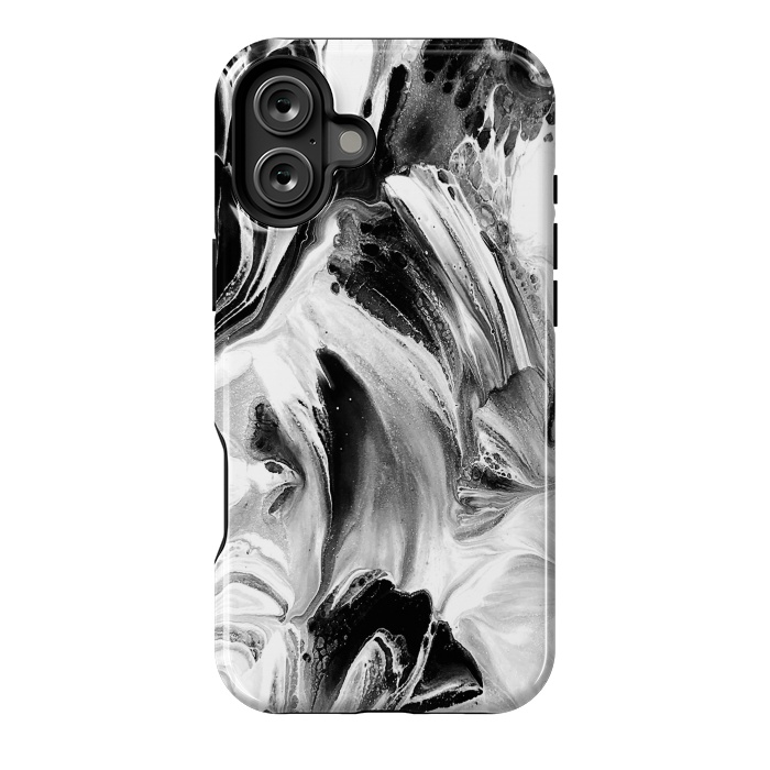 iPhone 16 Plus StrongFit Black and White Brushed Paint by Ashley Camille