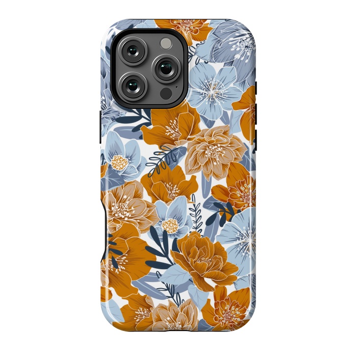 iPhone 16 Pro Max StrongFit Cozy Florals in Desert Sun, Navy and Fog by gingerlique