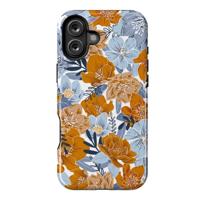 iPhone 16 Plus StrongFit Cozy Florals in Desert Sun, Navy and Fog by gingerlique