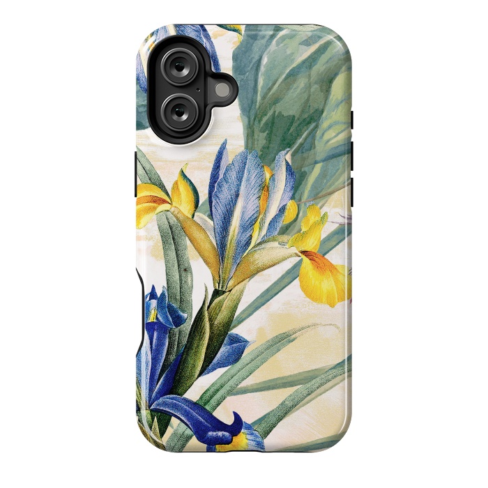 iPhone 16 Plus StrongFit Elegant iris flowers - watercolor botanical illustration by Oana 