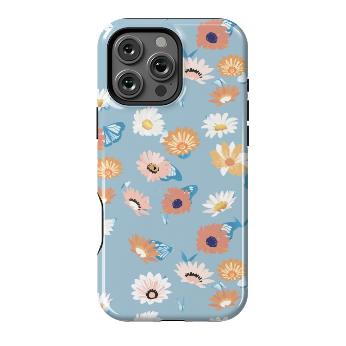 iPhone 16 Pro Max StrongFit Pastel daisy petals and butterflies - colorful aesthetic pattern by Oana 