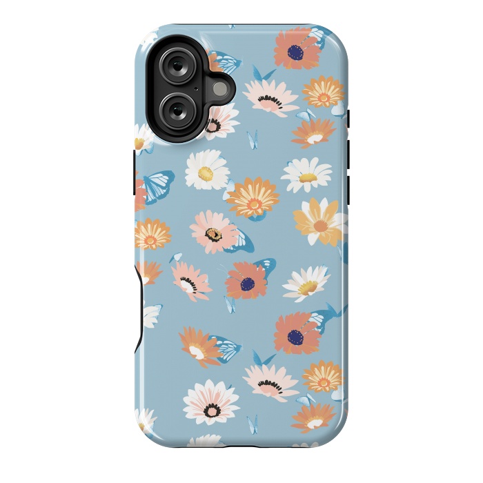 iPhone 16 Plus StrongFit Pastel daisy petals and butterflies - colorful aesthetic pattern by Oana 