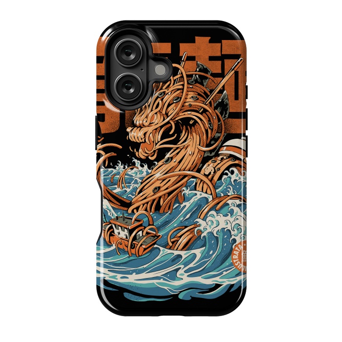 iPhone 16 StrongFit Black Great Ramen Dragon off Kanagawa by Ilustrata