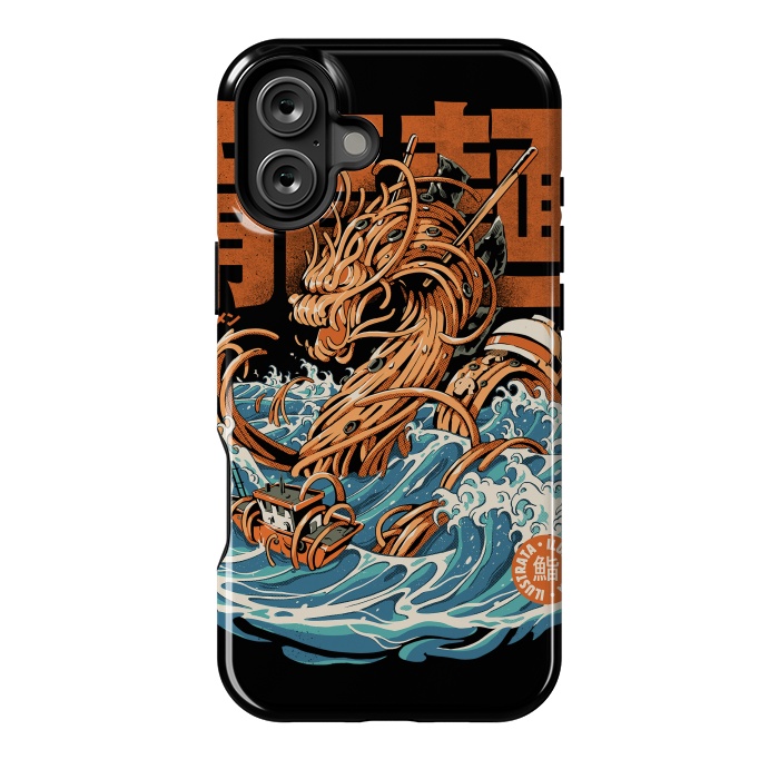 iPhone 16 Plus StrongFit Black Great Ramen Dragon off Kanagawa by Ilustrata