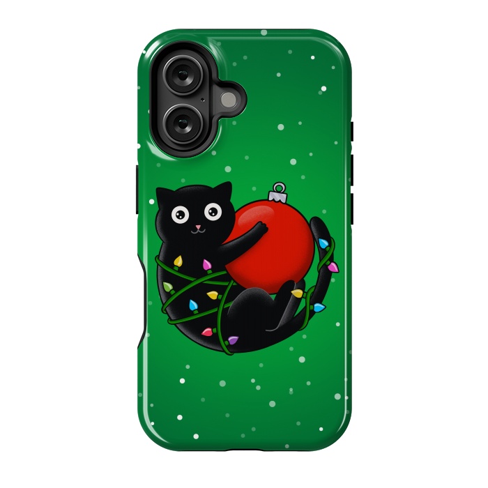 iPhone 16 StrongFit Cat and christmas by Coffee Man