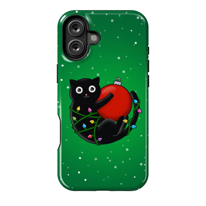 iPhone 16 Plus StrongFit Cat and christmas by Coffee Man