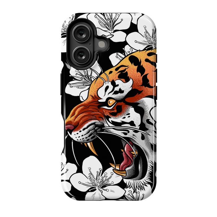 iPhone 16 StrongFit Flowers Tiger by Alberto