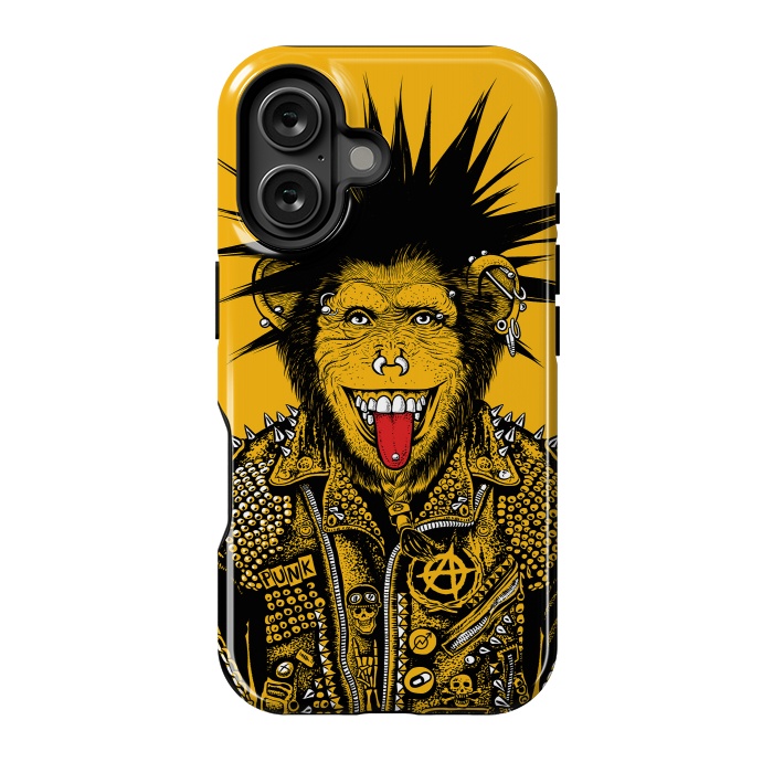 iPhone 16 StrongFit Yellow punk monkey by Alberto