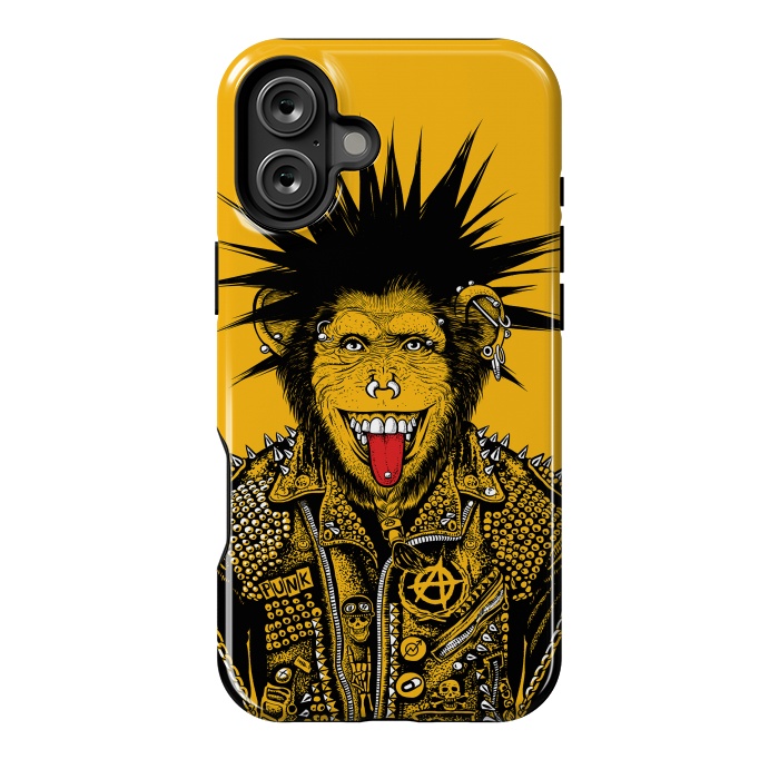 iPhone 16 Plus StrongFit Yellow punk monkey by Alberto