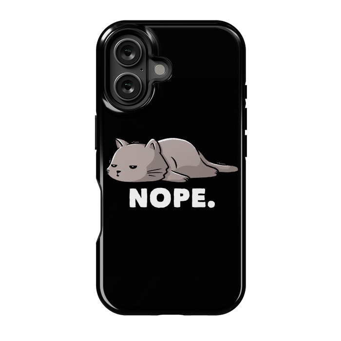 iPhone 16 StrongFit Nope Funny Cute Lazy Cat Gift by eduely