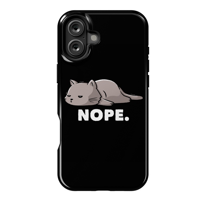 iPhone 16 Plus StrongFit Nope Funny Cute Lazy Cat Gift by eduely