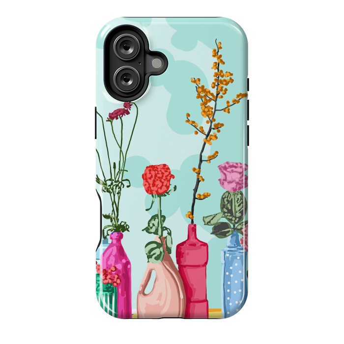 iPhone 16 Plus StrongFit Flower Pots Meadow by Uma Prabhakar Gokhale