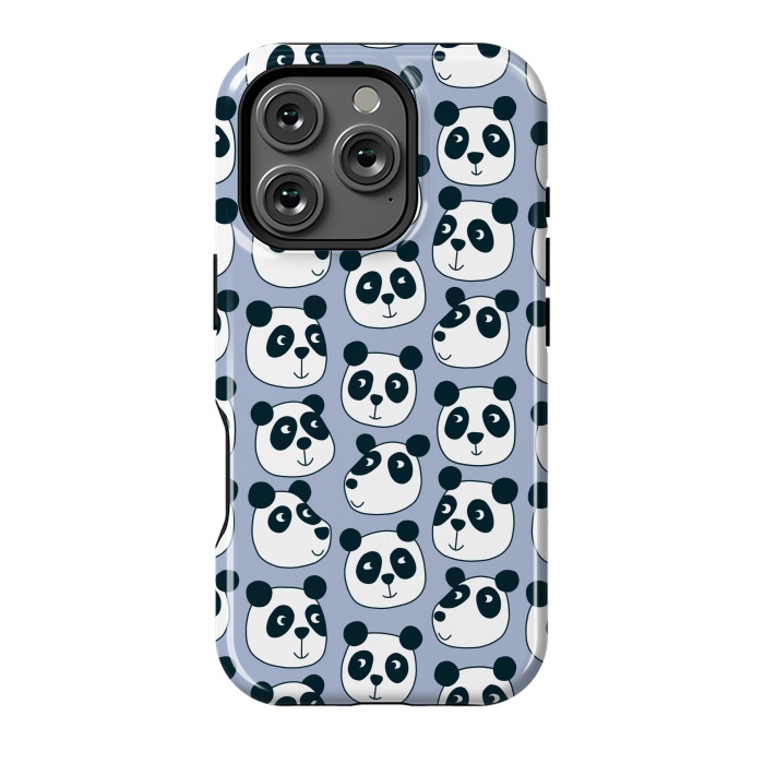 iPhone 16 Pro StrongFit Particularly Pleasant Panda Bears on Blue by Nic Squirrell