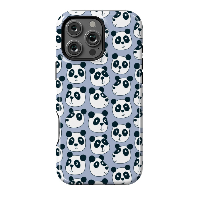 iPhone 16 Pro Max StrongFit Particularly Pleasant Panda Bears on Blue by Nic Squirrell