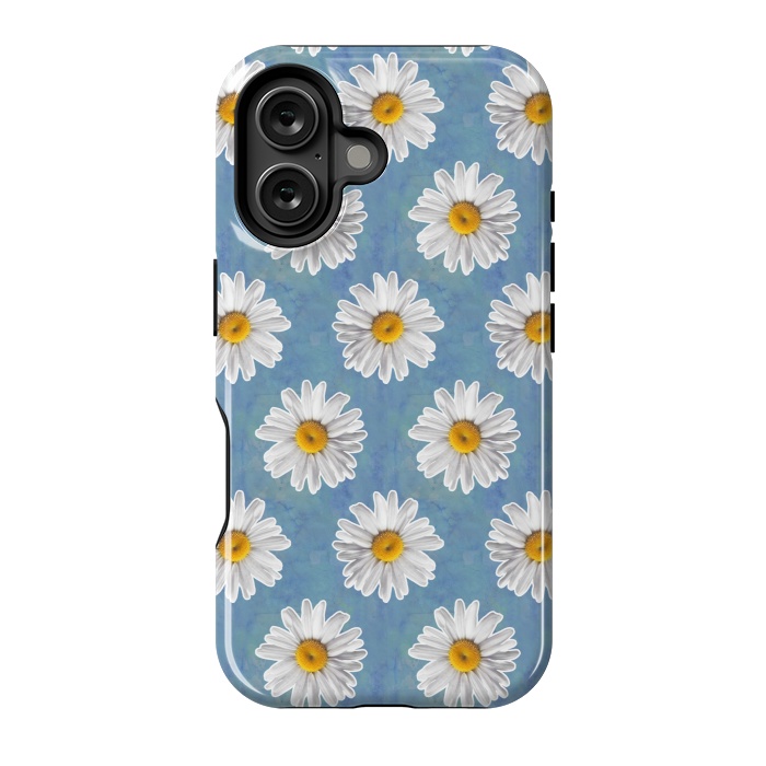 iPhone 16 StrongFit Daisy Blues - Daisy Pattern on Cornflower Blue by Tangerine-Tane