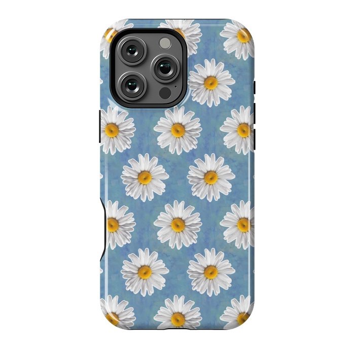 iPhone 16 Pro Max StrongFit Daisy Blues - Daisy Pattern on Cornflower Blue by Tangerine-Tane