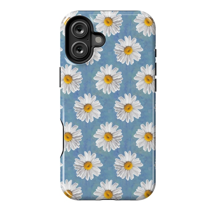 iPhone 16 Plus StrongFit Daisy Blues - Daisy Pattern on Cornflower Blue by Tangerine-Tane