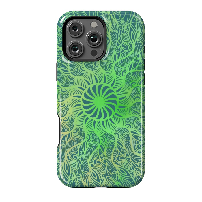 iPhone 16 Pro Max StrongFit Green dancing mandala  by Josie