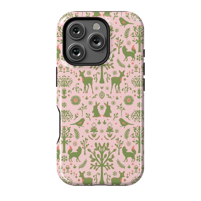 iPhone 16 Pro StrongFit Folk Art Forest Day by ECMazur 