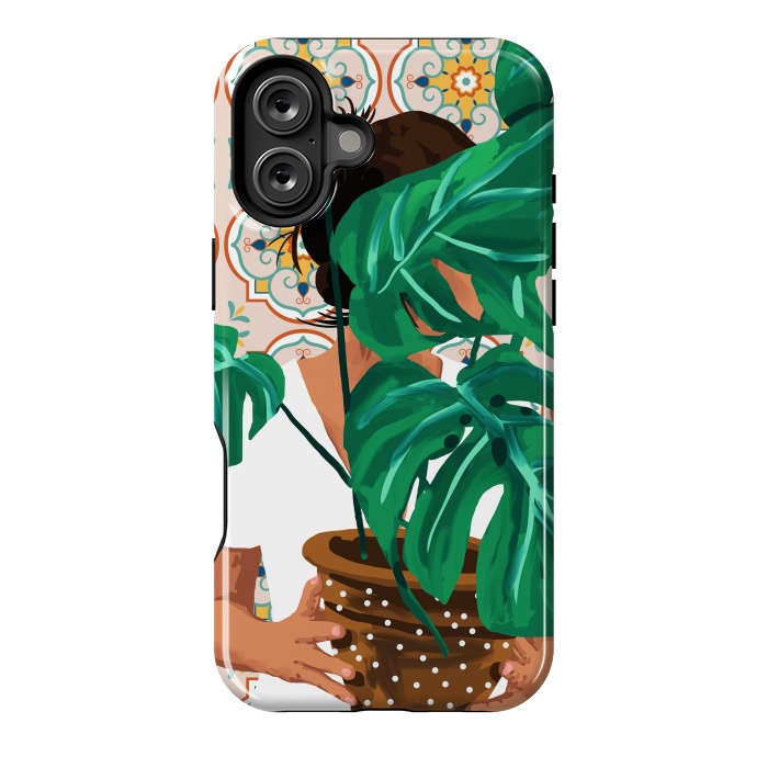 iPhone 16 Plus StrongFit Plant Lady & The Urban Junglow | Blush Botanical Home Décor | House Plants Bohemian Woman Bedroom by Uma Prabhakar Gokhale