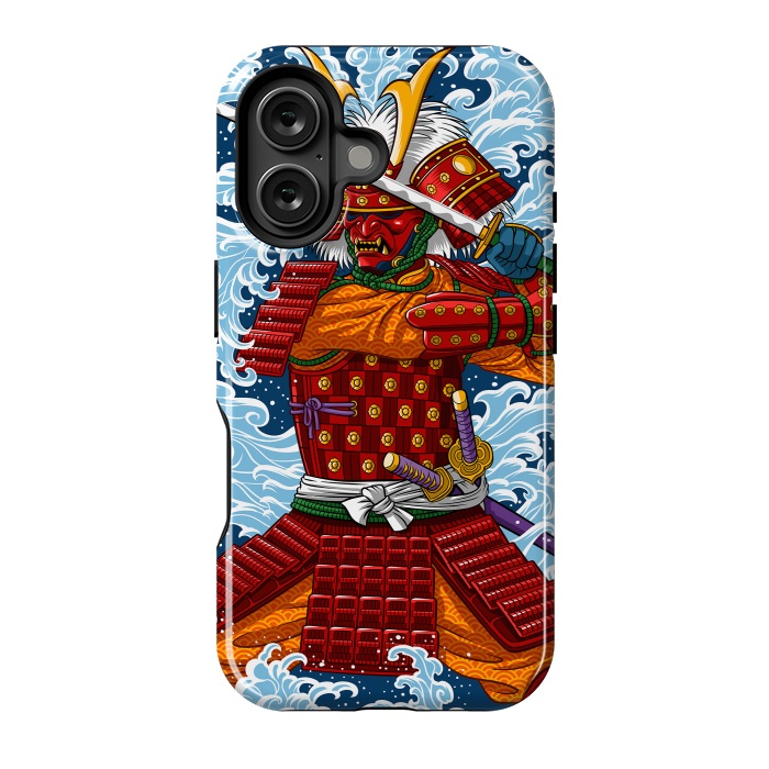 iPhone 16 StrongFit Samurai battling under the Tsunami by Alberto