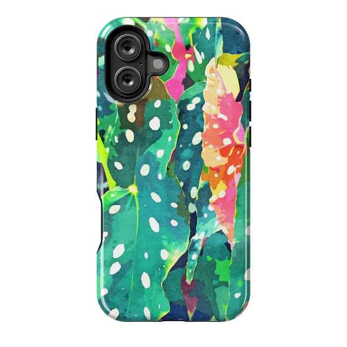 iPhone 16 Plus StrongFit Polka Dots Tropical Plant by Uma Prabhakar Gokhale