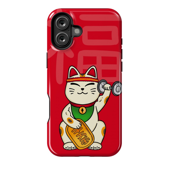 iPhone 16 Plus StrongFit Cat lucky gym by Coffee Man