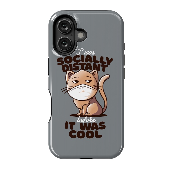 iPhone 16 StrongFit Socially Distant Cat by eduely