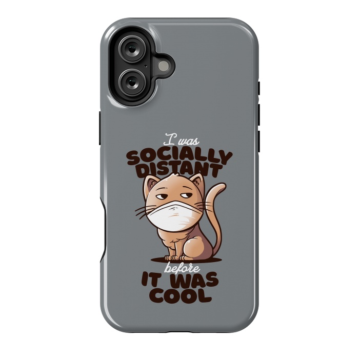 iPhone 16 Plus StrongFit Socially Distant Cat by eduely