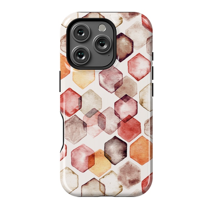 iPhone 16 Pro StrongFit Autumn Bokeh - Watercolour Hexagons by Tangerine-Tane