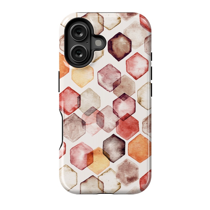 iPhone 16 StrongFit Autumn Bokeh - Watercolour Hexagons by Tangerine-Tane