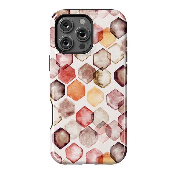 iPhone 16 Pro Max StrongFit Autumn Bokeh - Watercolour Hexagons by Tangerine-Tane