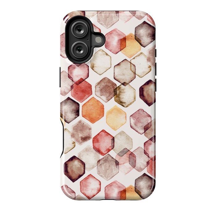 iPhone 16 Plus StrongFit Autumn Bokeh - Watercolour Hexagons by Tangerine-Tane