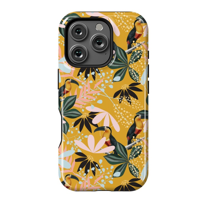 iPhone 16 Pro StrongFit Tropical Toucan Garden by Uma Prabhakar Gokhale