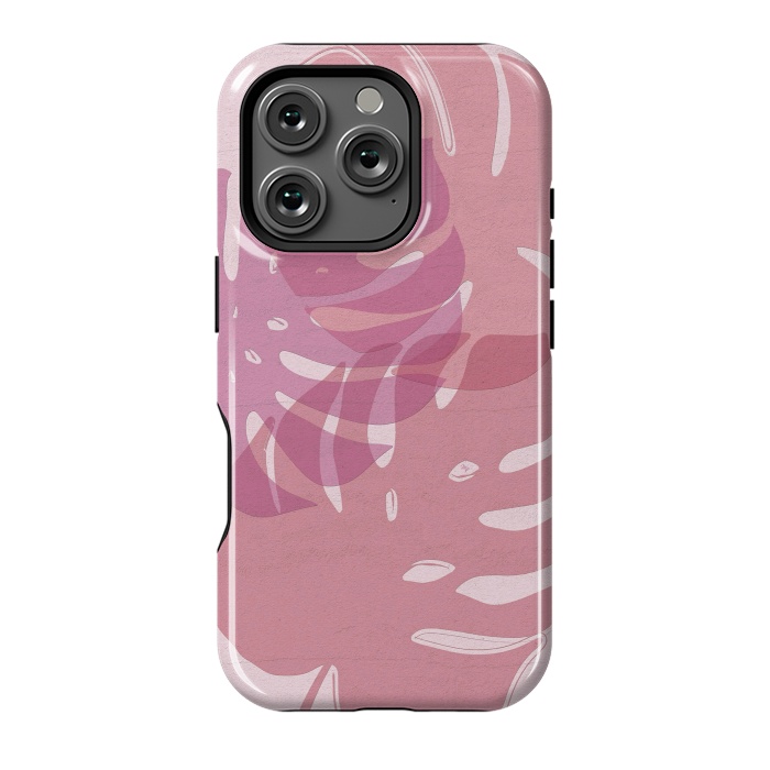 iPhone 16 Pro StrongFit Pink exotic leaves by Martina