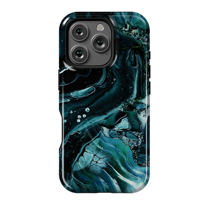 iPhone 16 Pro StrongFit Dark emerald green geode marble by Oana 