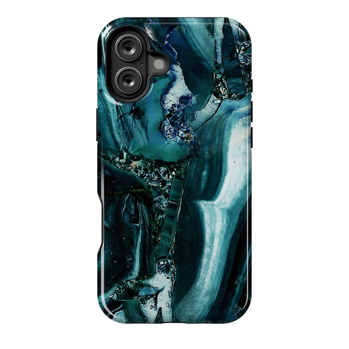 iPhone 16 Plus StrongFit Dark emerald green geode marble by Oana 