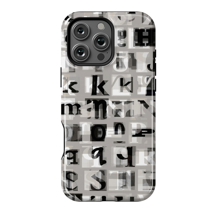 iPhone 16 Pro Max StrongFit Typography letters collage - grey letters by Oana 