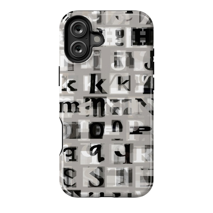 iPhone 16 Plus StrongFit Typography letters collage - grey letters by Oana 