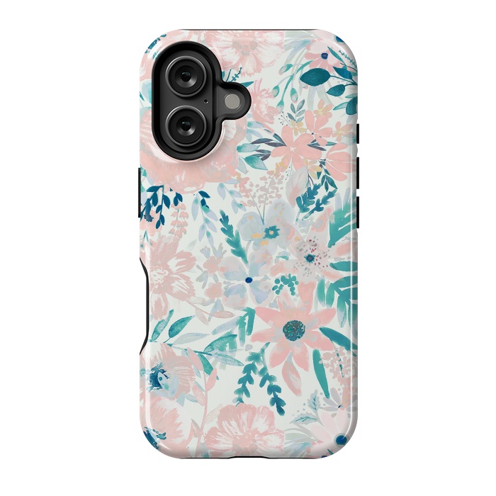 iPhone 16 StrongFit Watercolor wildflowers - petals and foliage pattern by Oana 