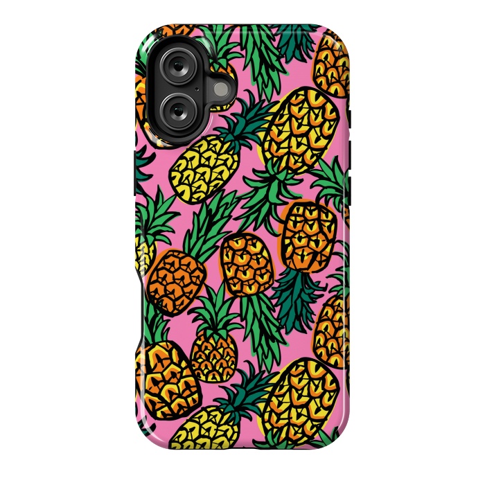 iPhone 16 Plus StrongFit Tropical Pineapples by Laura Grant