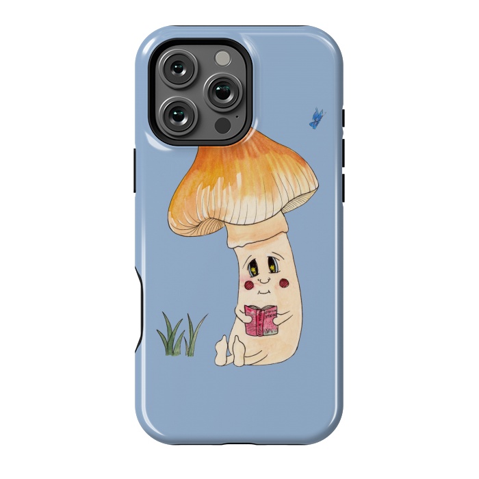 iPhone 16 Pro Max StrongFit Cute Watercolor Mushroom Reading 3 by ECMazur 