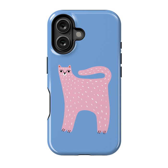 iPhone 16 StrongFit Pink Cat by Sam Pernoski