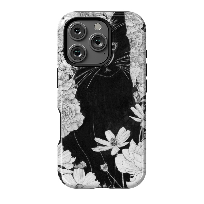 iPhone 16 Pro StrongFit Little Black Garden Cat by ECMazur 