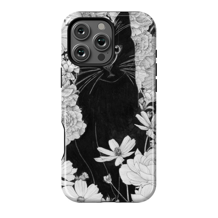 iPhone 16 Pro Max StrongFit Little Black Garden Cat by ECMazur 