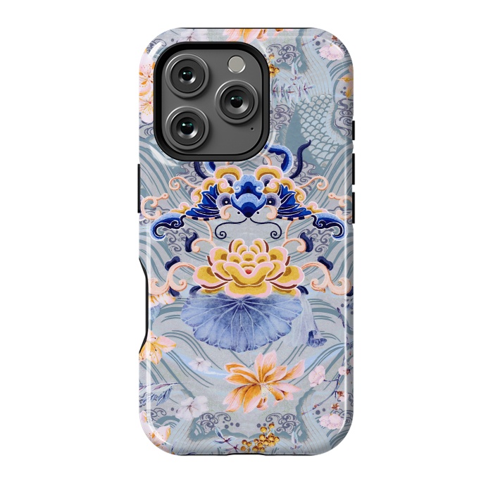 iPhone 16 Pro StrongFit Flowers and fish - Chinese decorative pattern by Oana 