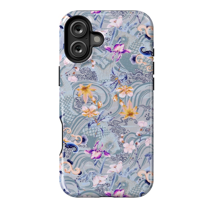 iPhone 16 Plus StrongFit Flowers and fish - Chinese decorative pattern by Oana 