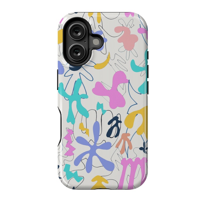 iPhone 16 StrongFit Colorful retro doodles - Matisse abstract pattern by Oana 