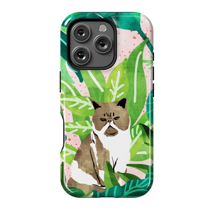 iPhone 16 Pro StrongFit Tropical Glam Cat by Uma Prabhakar Gokhale