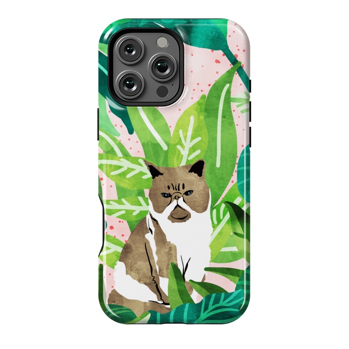 iPhone 16 Pro Max StrongFit Tropical Glam Cat by Uma Prabhakar Gokhale